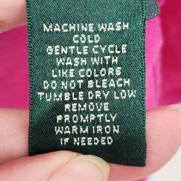 Lauren Ralph Lauren Hot Pink 100% Linen Long Roll Tab Sleeve Blouse Women's S - Picture 5 of 9